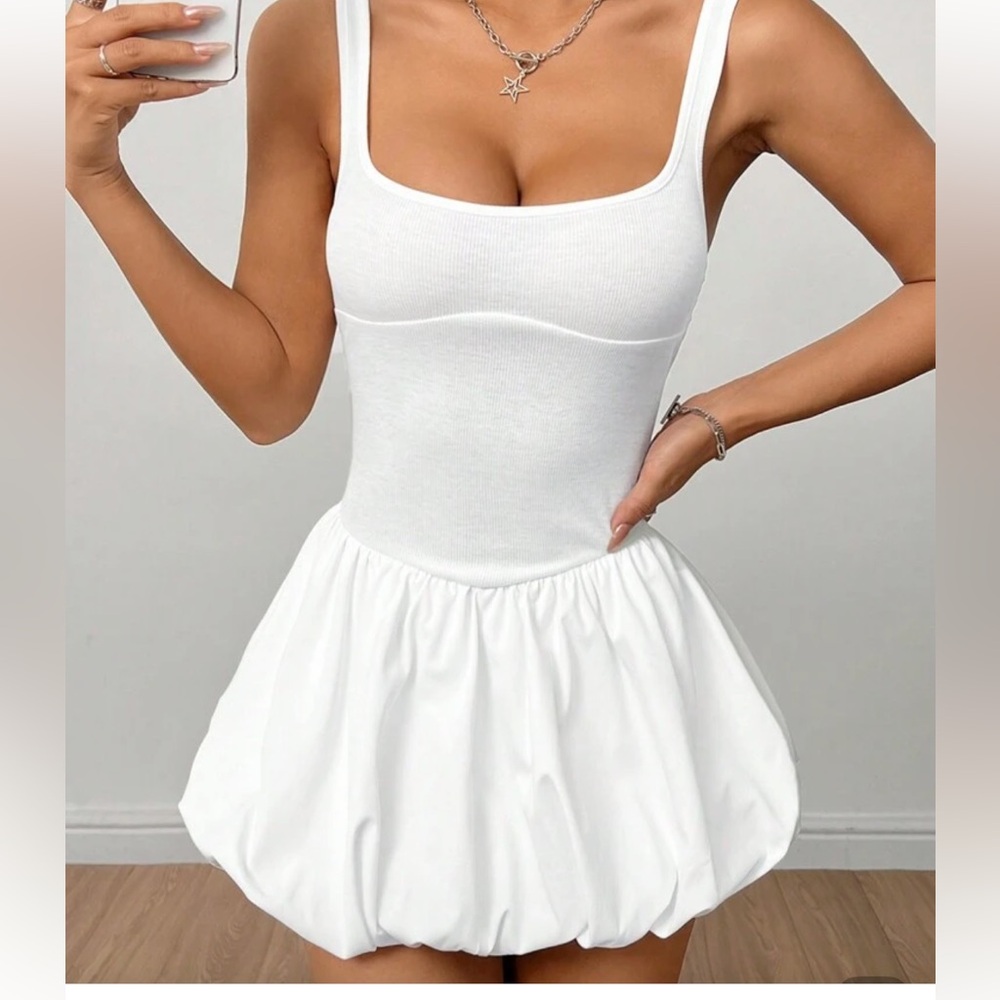 SHEIN Cream Bubble Skirt Dress